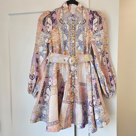 Zimmermann Pastel Patchwork Long Sleeve Dress - Picture 3 of 13